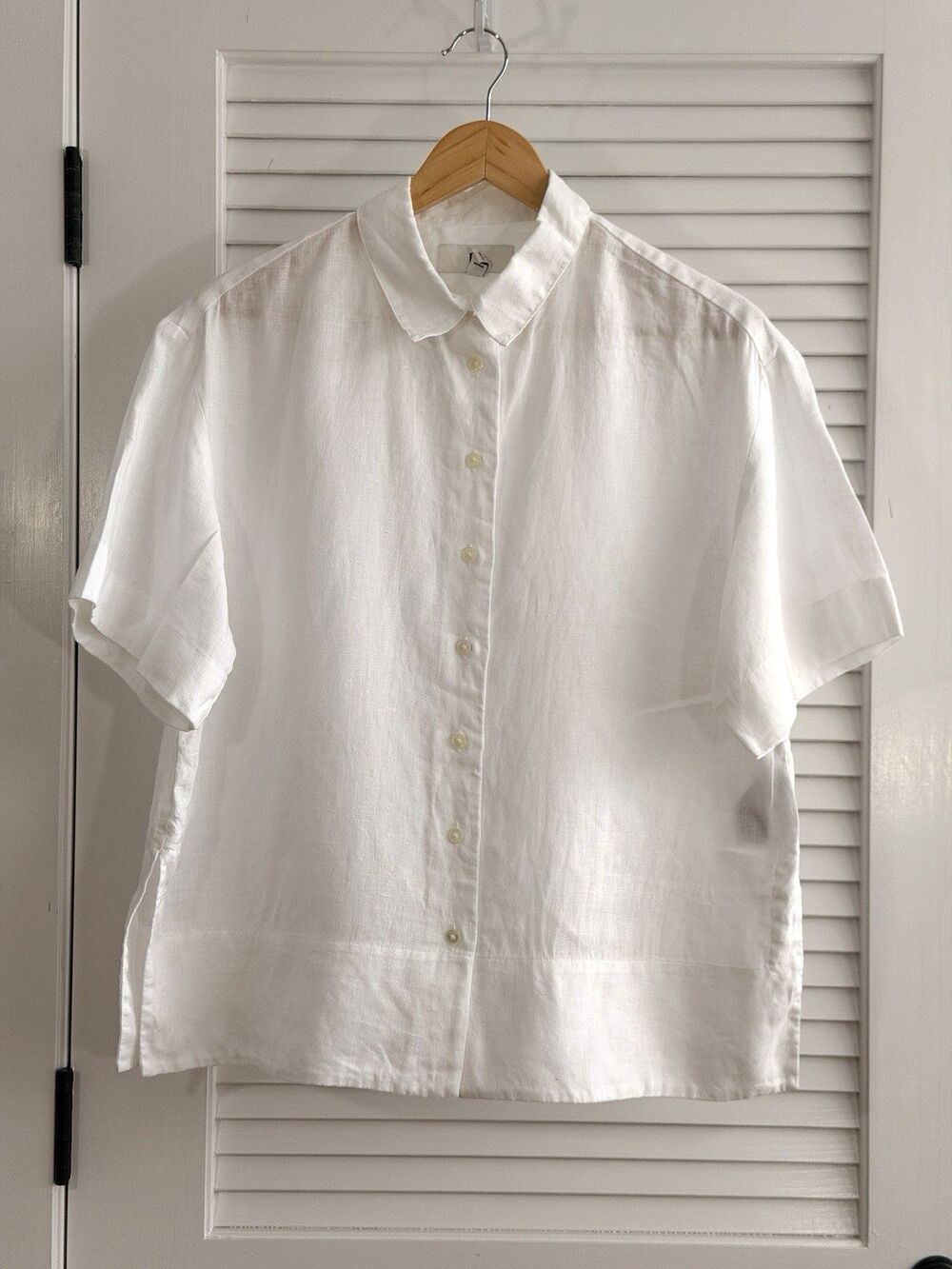 Banana Republic Women’s M Petite White 100% Linen Button Front Shirt Boxy